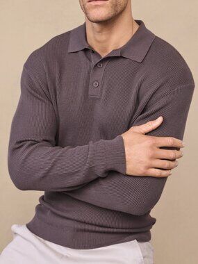 Raith The Angus Ribbed Polo Long Sleeves Size L New